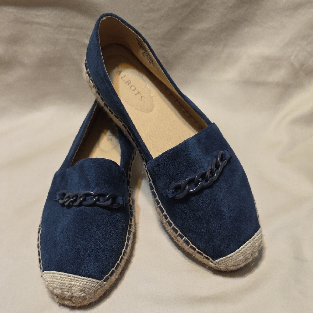 Talbots Dark Blue Espadrilles with Chain Accent